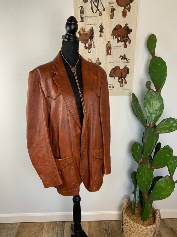 Vintage 1970s Cabretta Glove Leather Western Jacke