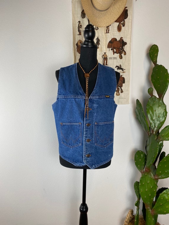 Vintage 1970s Wrangler Denim Vest Men's M-L