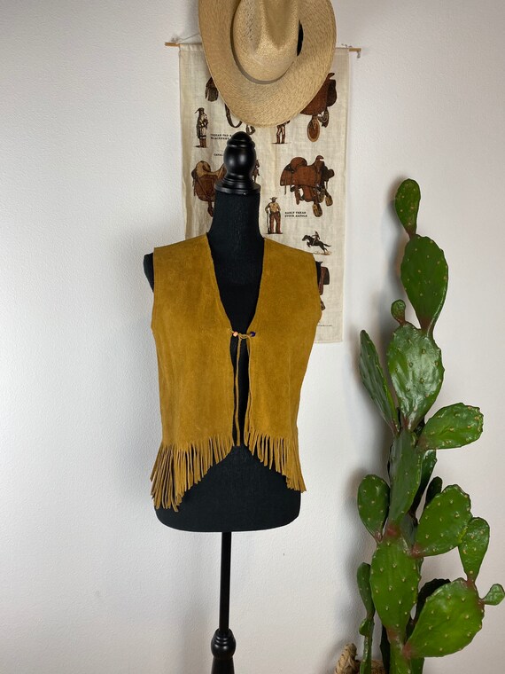 Vintage 1970s Suede and Fringe Vest