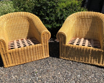 Sold*Do Not Buy*Set of 2 HUGE Vintage Wicker Rattan Chairs