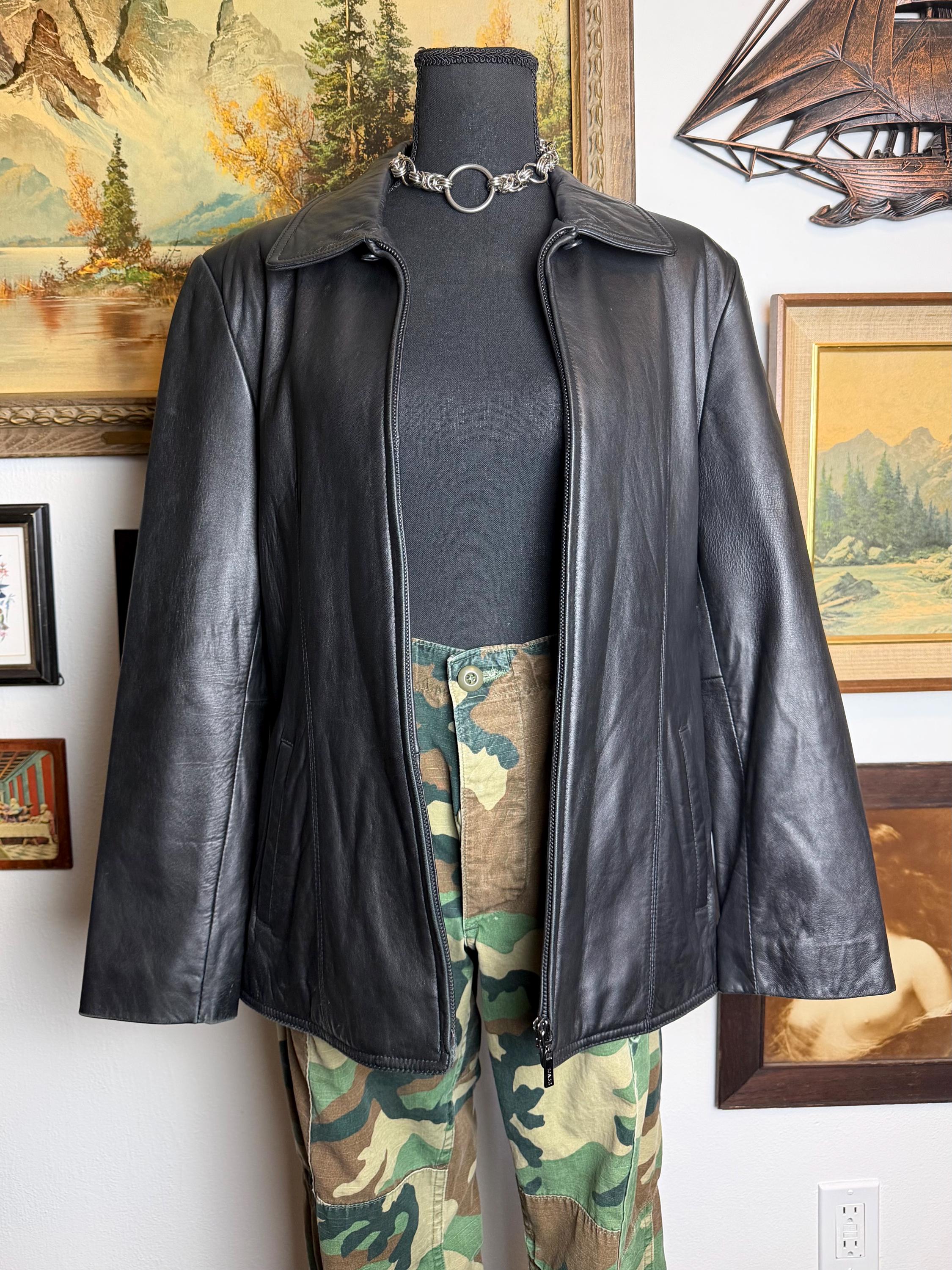 ジャケット・アウター 00s Y2K Archive Lamb Leather Jacket vintage 1990s soft leather LAMBSKIN jacket L brown Y2K motorcycle