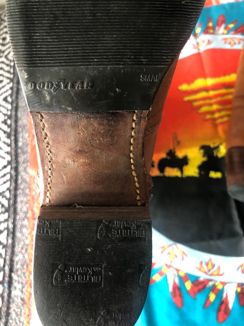 Sold*Do Not Buy*Women/'s Vintage 1970s FRYE Tall Campus Boots Braided Leather Stacked Heel Western Boots Size 7.5