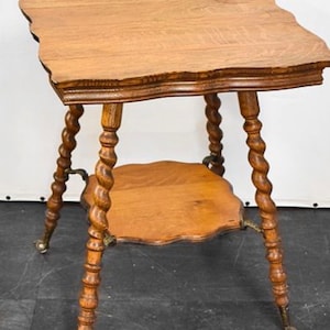 Victorian Oak Ball and Claw Barley Twist Parlor Table image 1