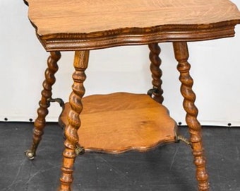 Victorian Oak Ball and Claw Barley Twist Parlor Table