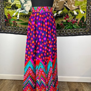 Vintage 1960s/70s Alex Colman California Mod Print Maxi Skirt image 2