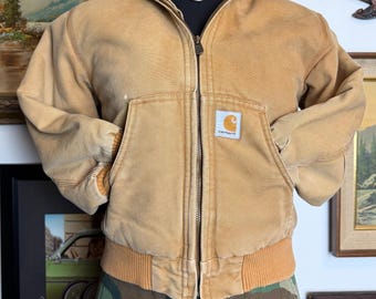 Vintage Carhartt Duck Jacket Quilted & Hooded Big Kids S or Women's XXS