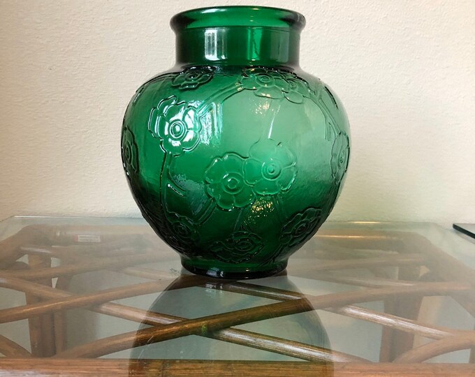 Vintage Pressed Glass Globe Shaped Vase Made in Italy Etsy
