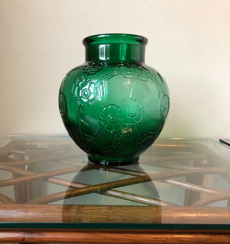 Vintage Pressed Glass Globe Shaped Vase Made in Italy Etsy