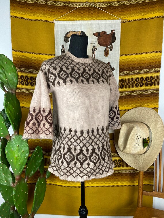 Vintage Wool Cowichan Style Tunic Sweater - image 2