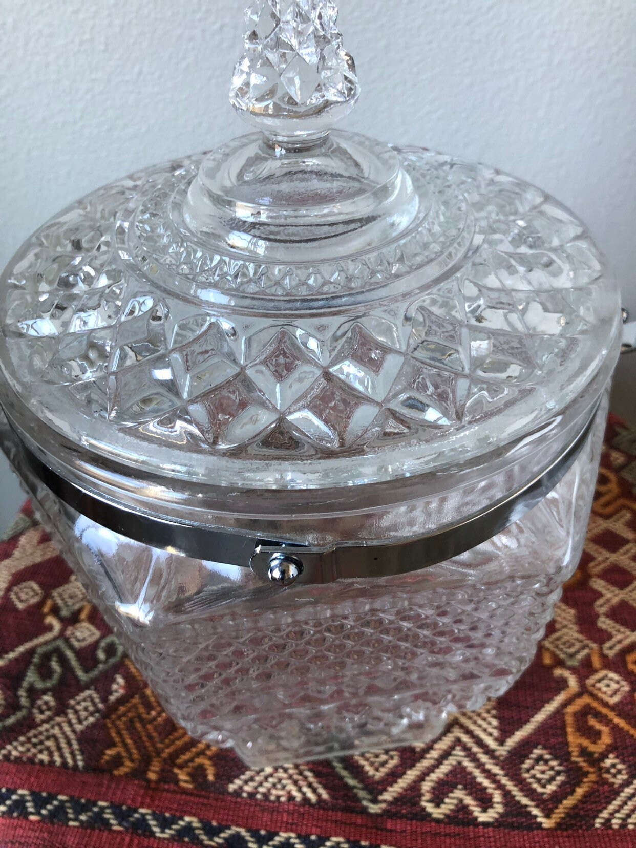 Vintage Anchor Hocking Cut Glass Ice Bucket Etsy