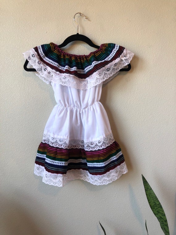 Little Girls Vintage Off the Shoulder Mexican Dre… - image 3