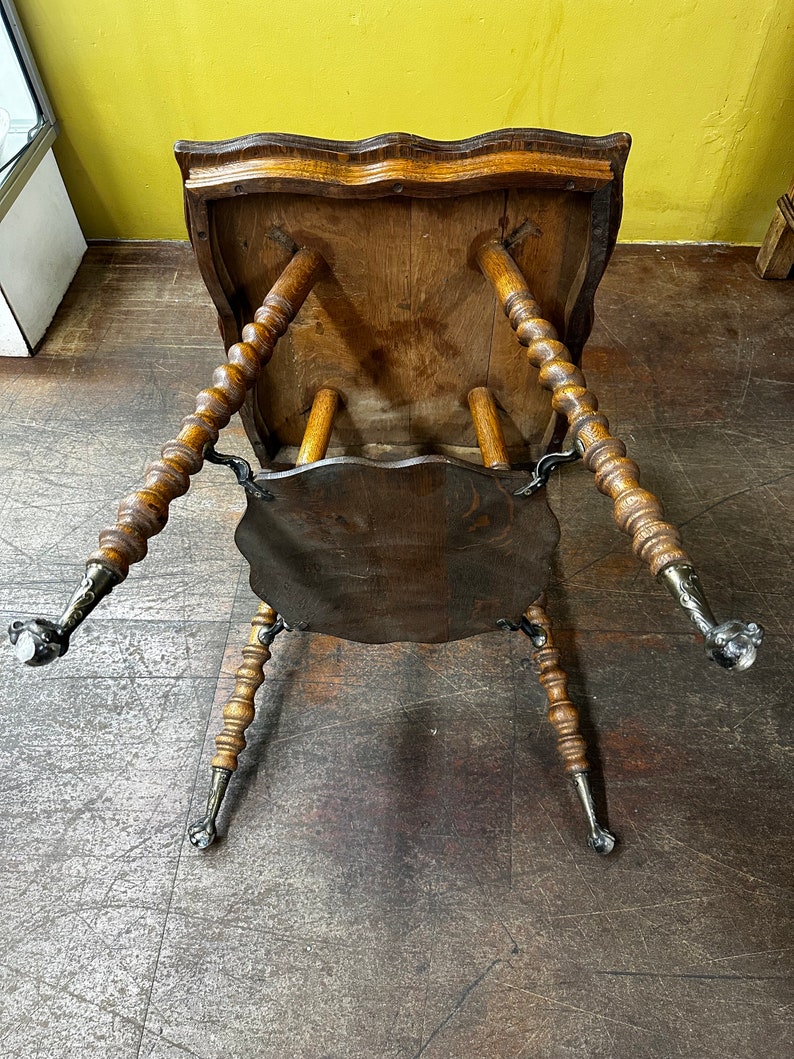 Victorian Oak Ball and Claw Barley Twist Parlor Table image 9