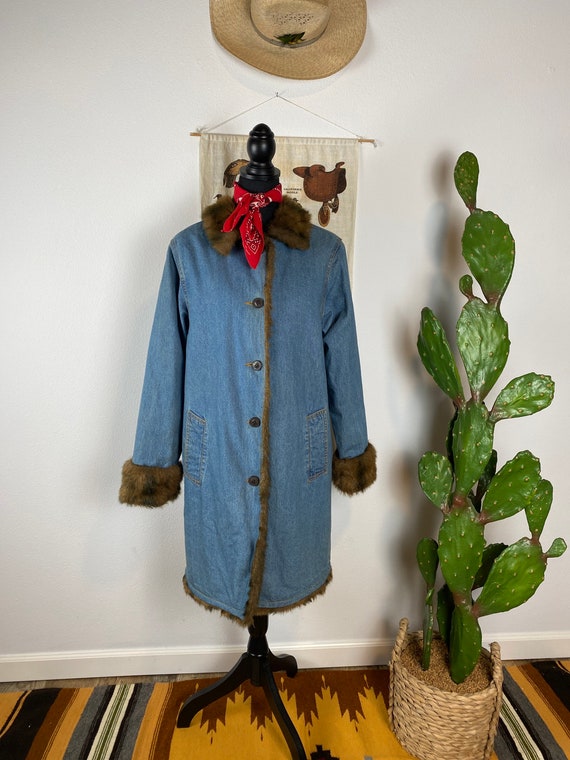 Vintage Penny Lane Style Jacket Long Denim Duster