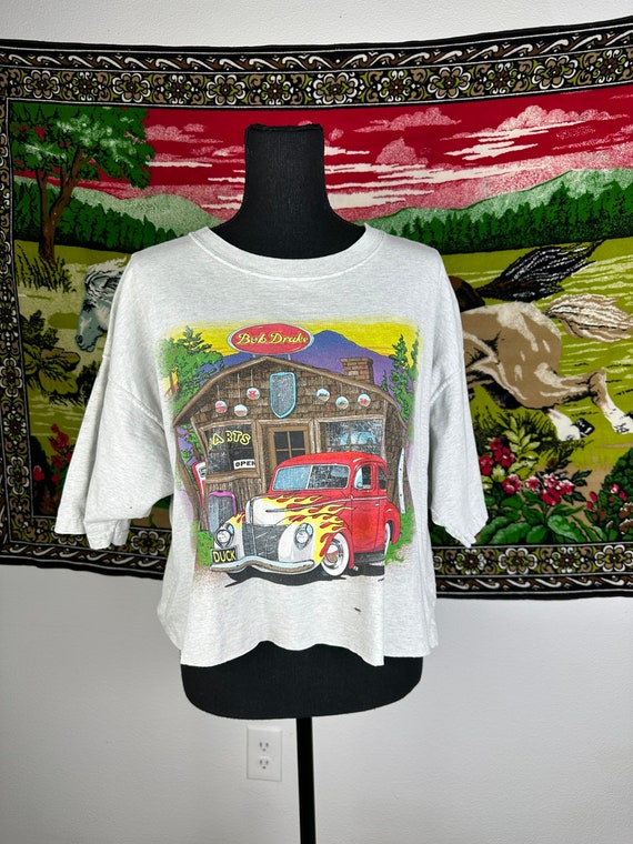 Vintage Cropped 1980s/90s Hotrod Tee Shirt - image 1