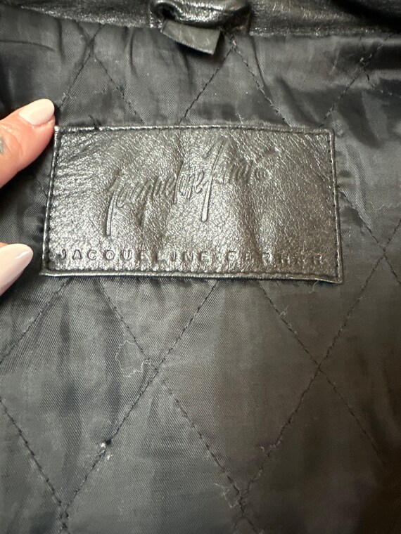 90s Vintage Black Leather Coat 14