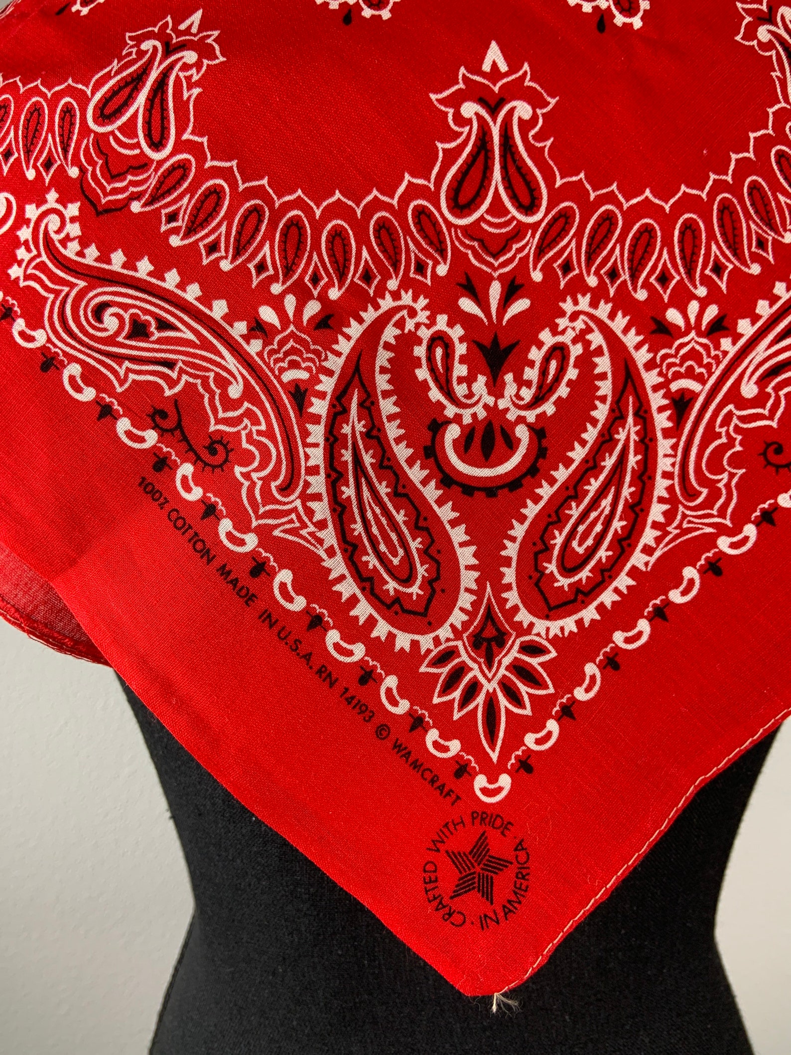 Vintage Wamcraft Bandana Made in the USA Red Paisley Design Etsy