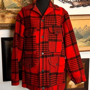 Vintage 1960s PENDLETON Wool Mackinaw Plaid Hunting Jacket USA Men’s M