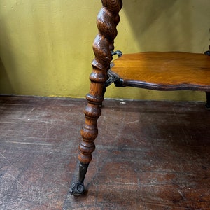 Victorian Oak Ball and Claw Barley Twist Parlor Table image 5