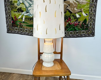 Mid Century White and Gold Table Lamp