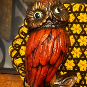 Cute Vintage 1970s Owls Wall Plaques Set image 3