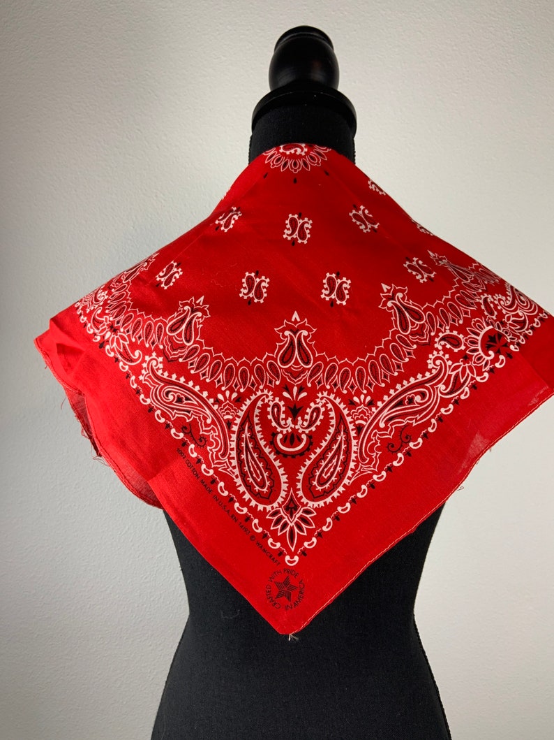 Vintage Wamcraft Bandana Made in the USA Red Paisley Design Etsy