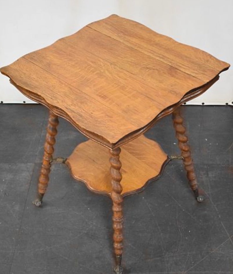 Victorian Oak Ball and Claw Barley Twist Parlor Table image 3