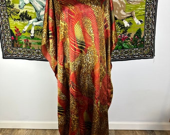 Vintage Leopard Print Caftan House Dress