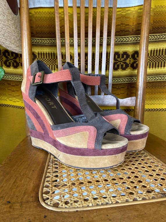 Vintage 90s Does 70s Rampage Suede Platform Wedges Womens - Etsy