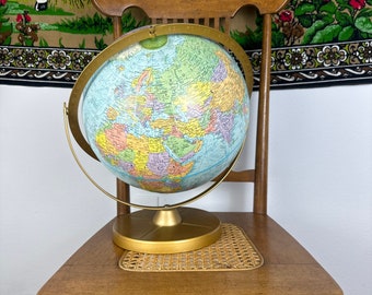 Vintage REPLOGLE Raised Topography World Nation Series Globe on Stand