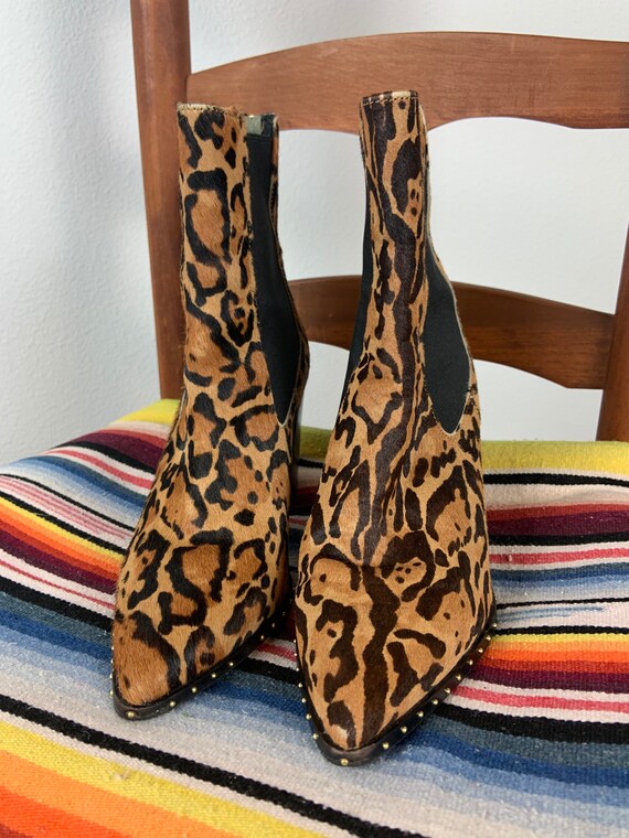 Vintage Topshop Leopard Booties Chunky Heeled Boot