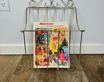 Mid Century 1960s Gold Wire Magazine Holder