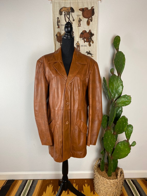 Vintage 1970s Leather Blazer Style Western Jacket