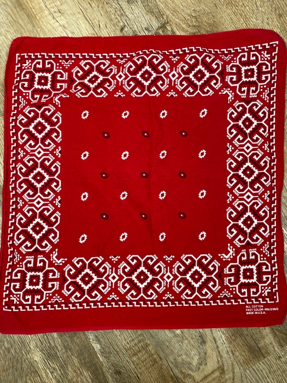 Vintage Fast Color Bandana Made in the USA Turkey Red Gem