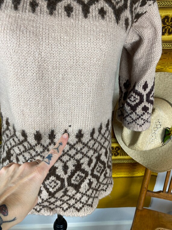 Vintage Wool Cowichan Style Tunic Sweater - image 4