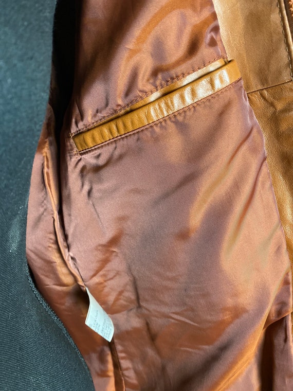 Vintage 1970s Leather Belted Jacket Men's Medium - image 7