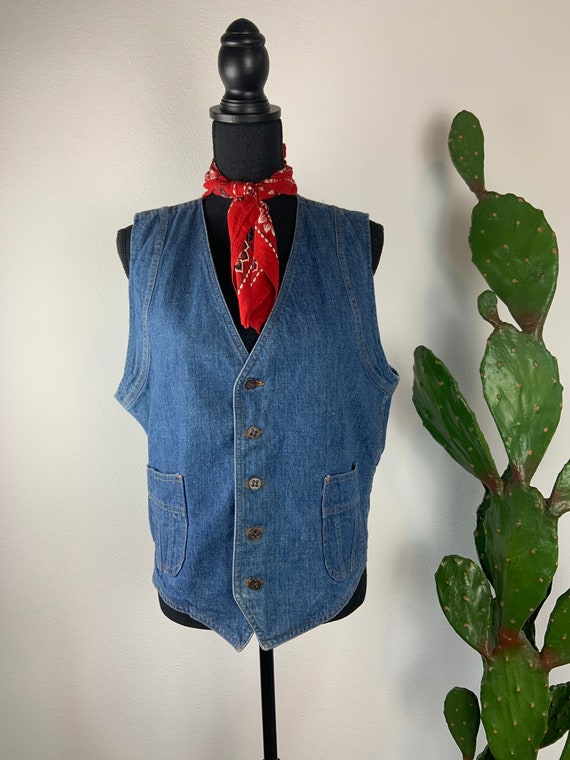 Vintage 1970s Lee Denim Vest Men's 44R
