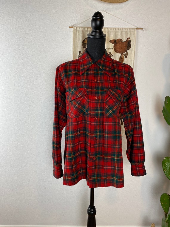 Vintage PENDLETON Wool Button Up Plaid Flannel Cla