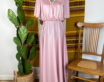 Vintage 1970s Silky Prairie Style Dress