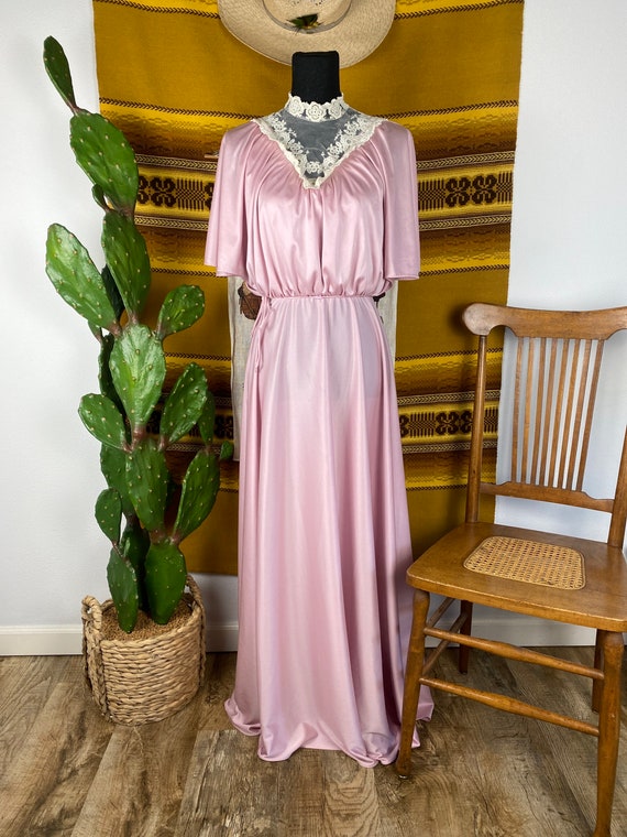 Vintage 1970s Silky Prairie Style Dress - image 1