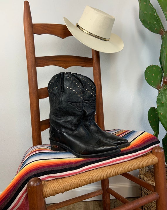 Vintage 90s Harley Davidson Leather Cowboy Boots
