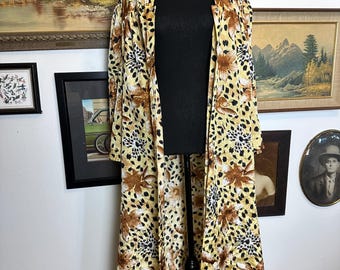 Vintage Leopard Print Hawaiian Caftan House Dress / Hairdresser's Cape