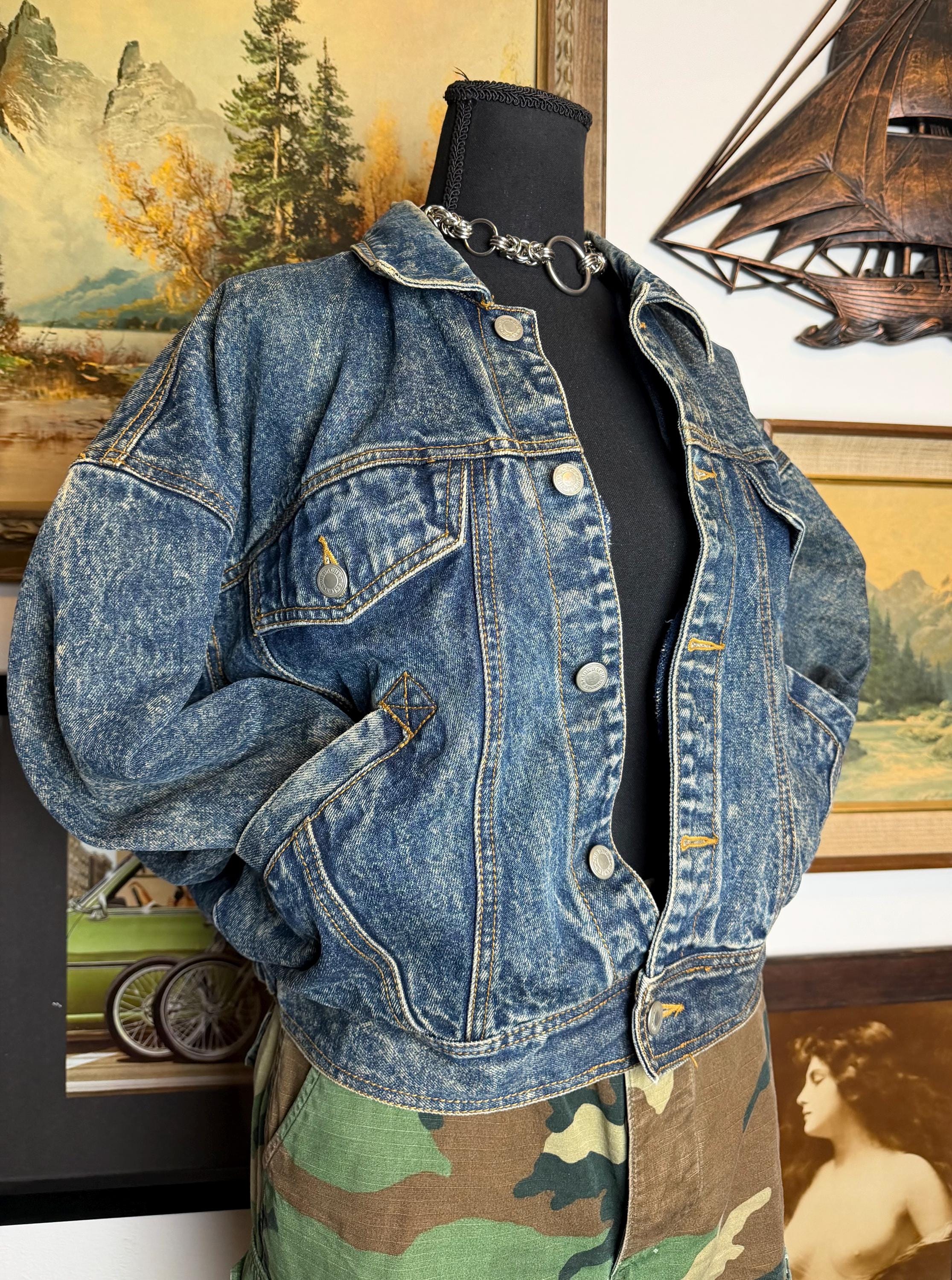 80s Acid Wash Crop Jacket - Etsy