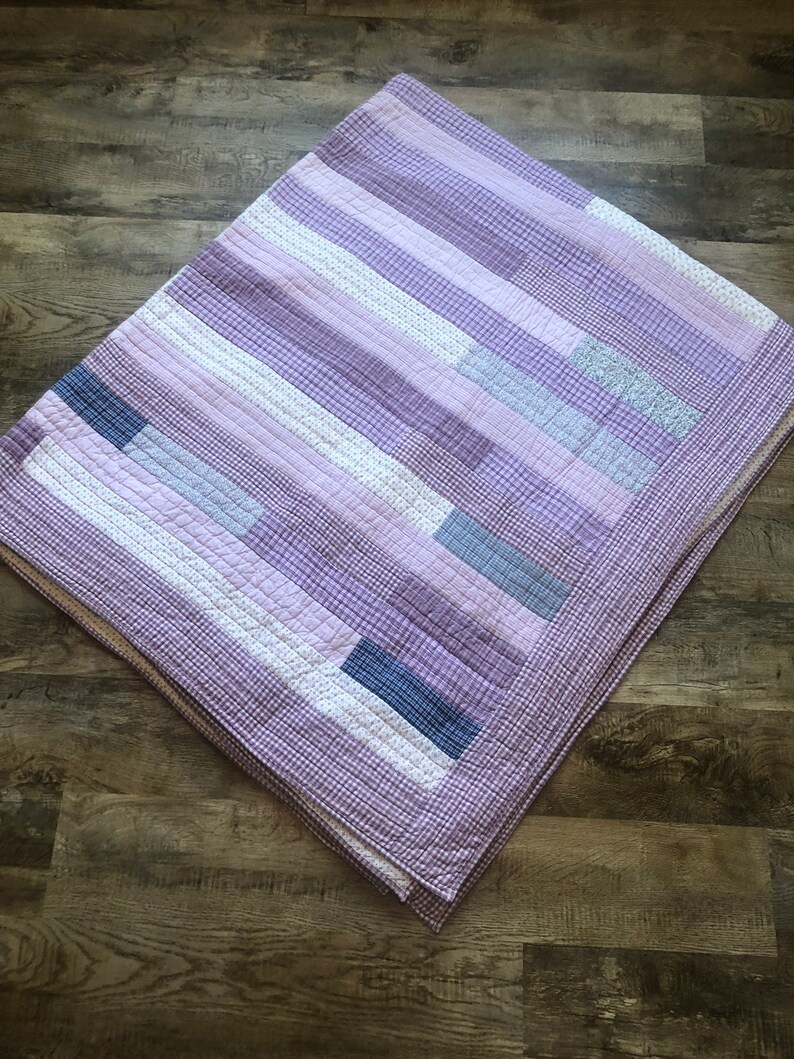 Vintage Pottery Barn King Quilt In Shades Of Lavender And Etsy