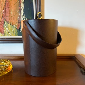 Vintage 1970s Tall Vinyl Padded Ice Bucket / Champagne Bucket image 5