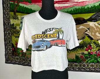 Vintage 1990s “West Sledscene” Hotrod Tee Cropped