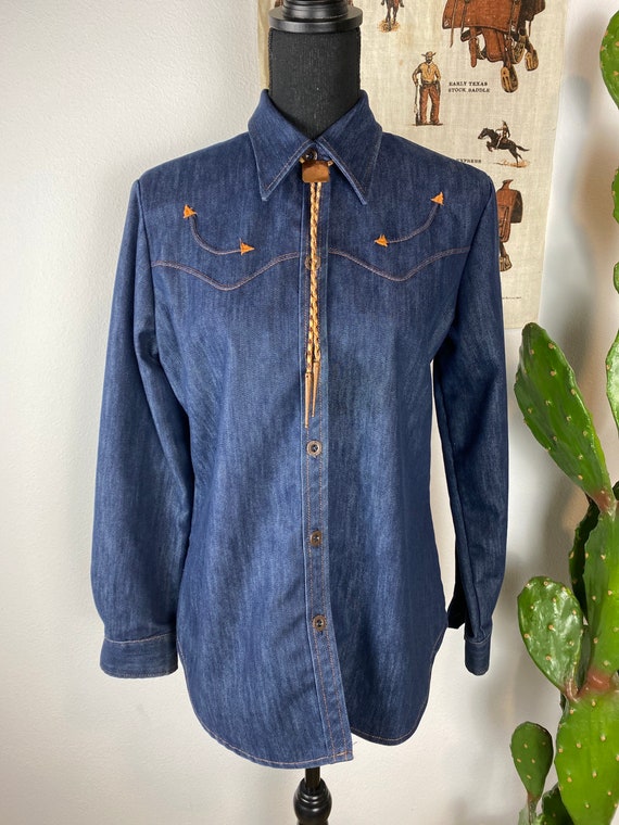 Vintage Denim Western Shirt Women’s Medium