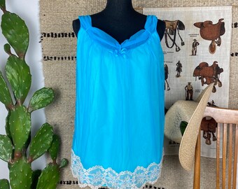 Vintage 50s/60s Blue Nylon Sheer Babydoll