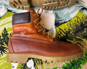 Vintage 90s Timberland Hiking Boots Genuine Leather Size 7.5M - Etsy