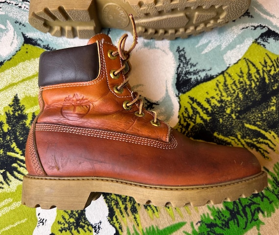 Timberland, Vintage 1990s Timberland Leather Boots Chunky Soles Size M5 or W6.5