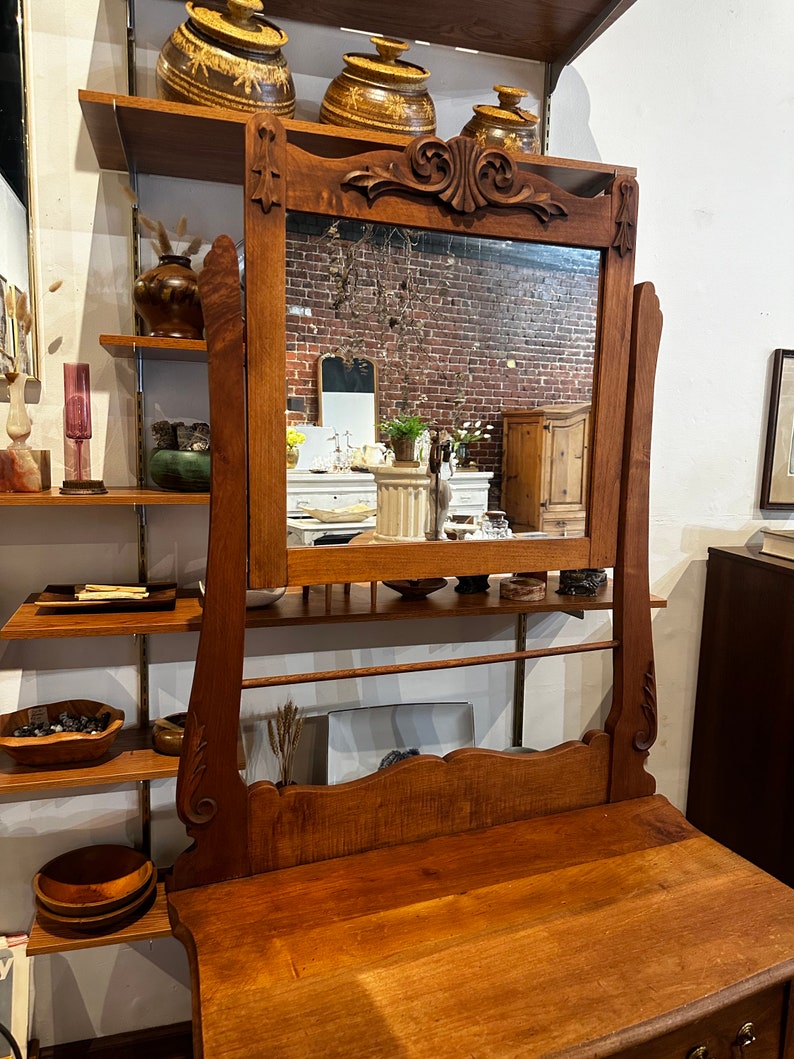 Antique Hotel Wash Stand With Mirror image 2